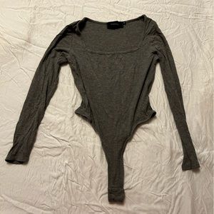 Workhall Grey Ribbed Medium Bodysuit
